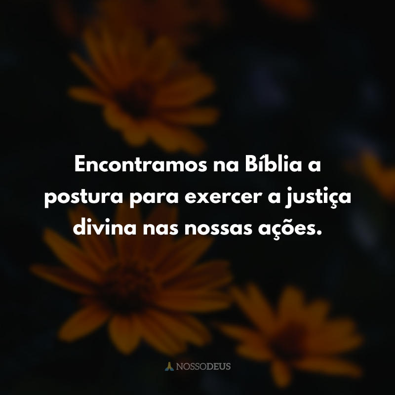 Encontramos na Bíblia a postura para exercer a justiça divina nas nossas ações. 