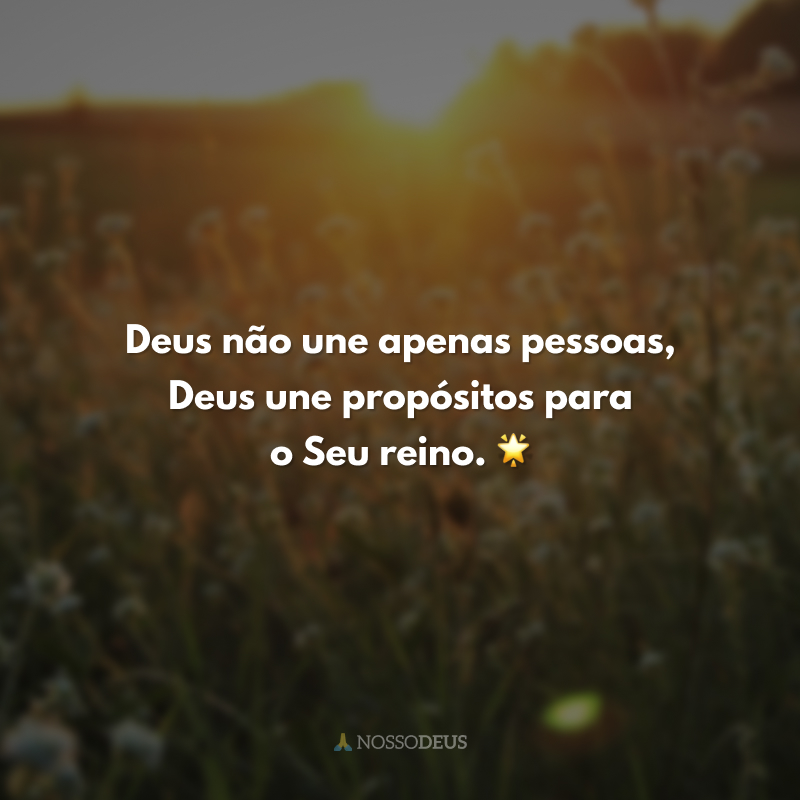 Deus não une apenas pessoas, Deus une propósitos para o Seu reino. 🌟