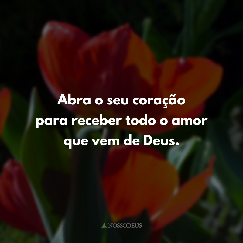 Abra o seu coração para receber todo o amor que vem de Deus. 