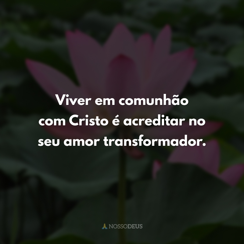 Viver em comunhão com Cristo é acreditar no seu amor transformador. 