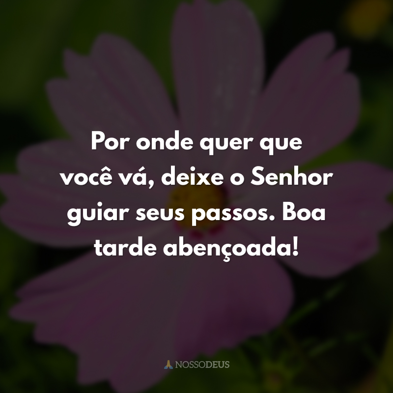 Por onde quer que você vá, deixe o Senhor guiar seus passos. Boa tarde abençoada!  
