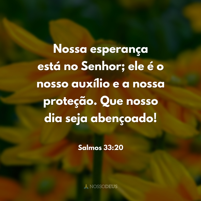 Nossa esperança está no Senhor; ele é o nosso auxílio e a nossa proteção. Que nosso dia seja abençoado!