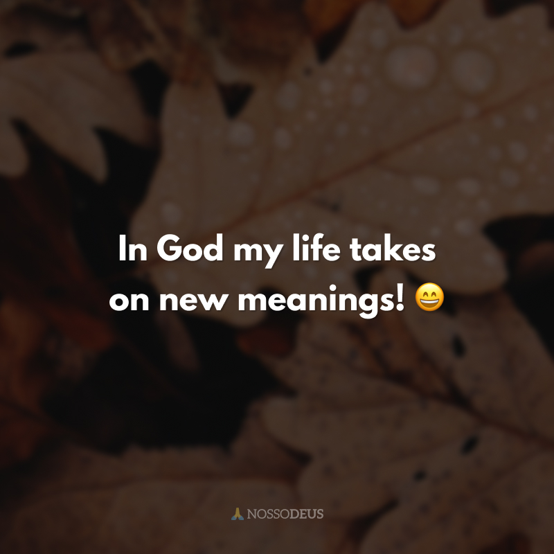 In God my life takes on new meanings! 😄
(Em Deus minha vida ganha novos sentidos!)