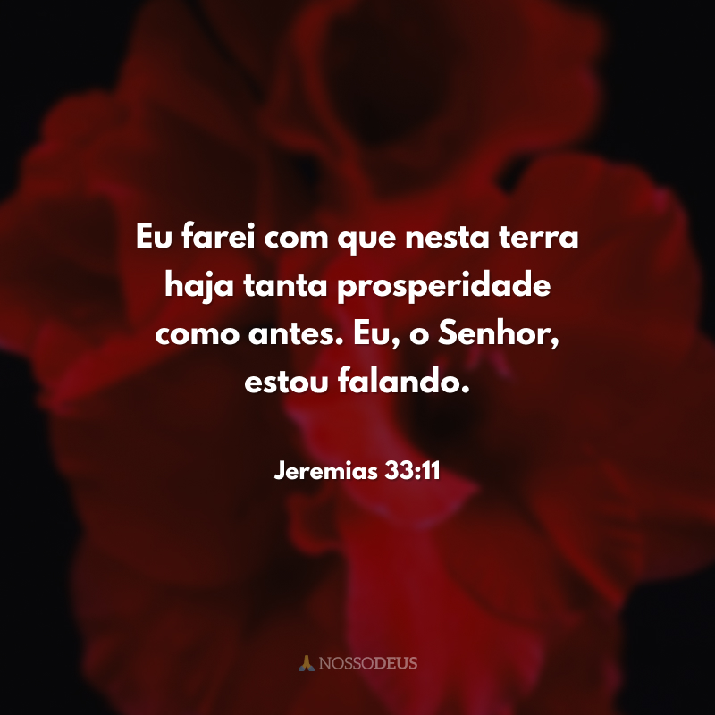 Eu farei com que nesta terra haja tanta prosperidade como antes. Eu, o Senhor, estou falando. 