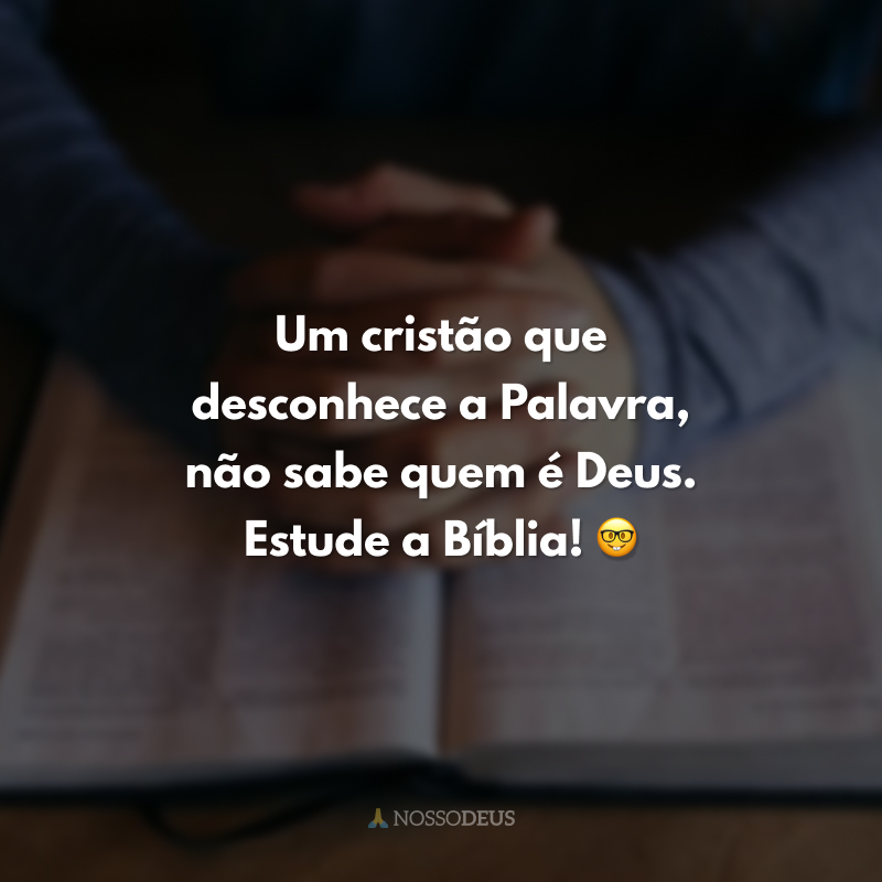 Um cristão que desconhece a Palavra, não sabe quem é Deus. Estude a Bíblia! 🤓