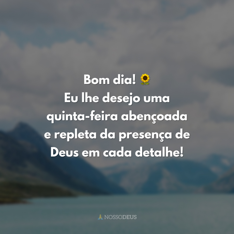 Bom dia! 🌻 Eu lhe desejo uma quinta-feira abençoada e repleta da presença de Deus em cada detalhe!