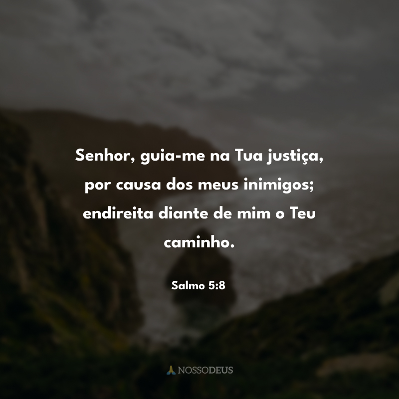 Senhor, guia-me na Tua justiça, por causa dos meus inimigos; endireita diante de mim o Teu caminho.