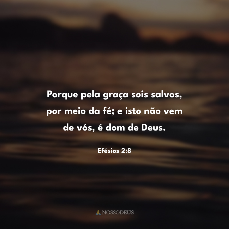 Porque pela graça sois salvos, por meio da fé; e isto não vem de vós, é dom de Deus.
